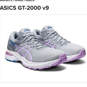 Asics 7.5 GT-2000 9 Flyte Foam Running Sneakers Piedmont Gray Lilac Tech